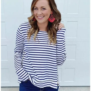 Stella‎ & Dot Crush It Striped Pullover Top with Side Zippers